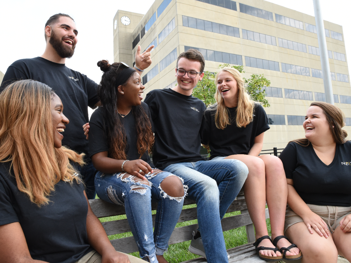 Students hanging out on NKU's campus