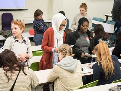 Students working together in classroom