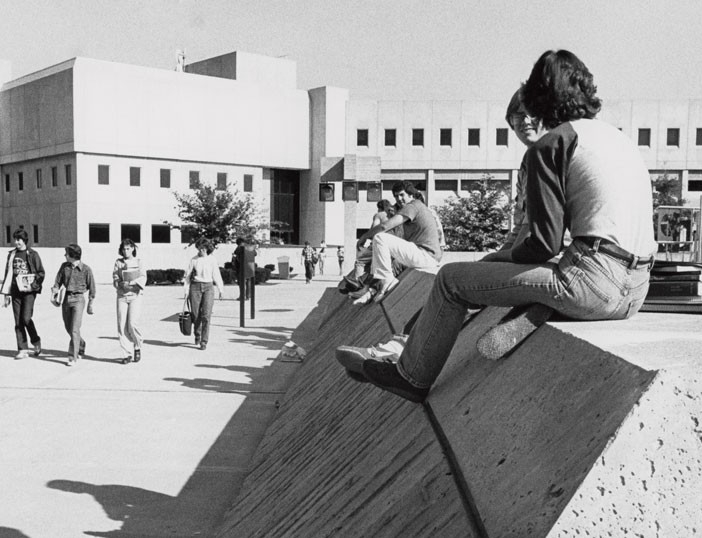 Vintage black and white picture of NKU's campus