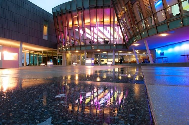 Griffin Hall at night